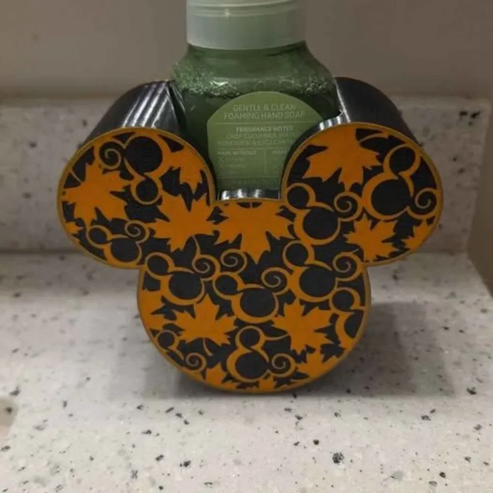 3D Printed Mickey Mouse Fall / Halloween Soap Dispenser - Orange & Black